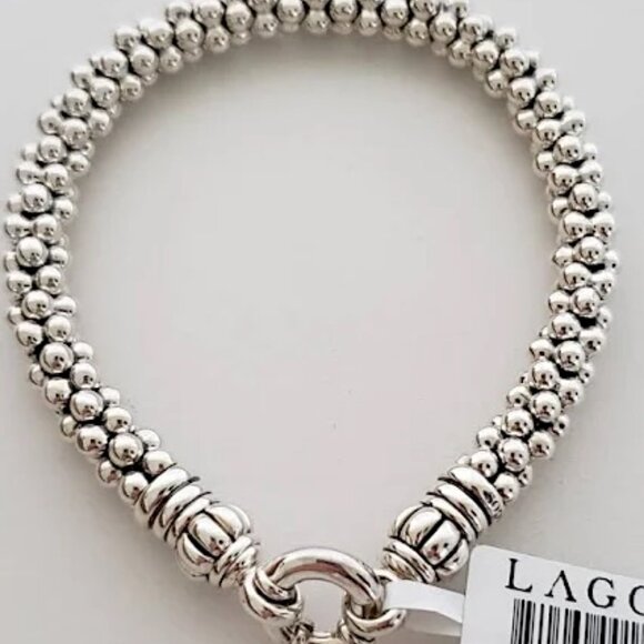 LAGOS Signature Silver Caviar Bracelet I 9mm 925 Sterling Sz M 7.5" Unisex  NWT - Picture 13 of 15